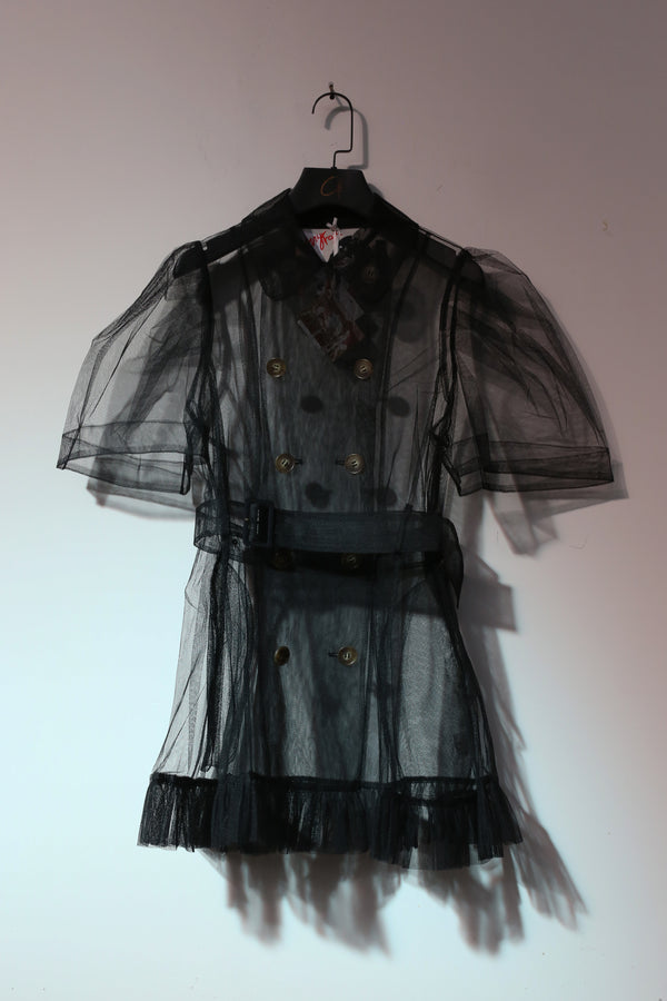 Jennyfax Tulle Trench Coat JFAW21C02 Black